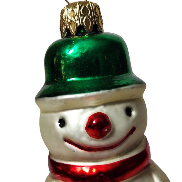 VTG ADORABLE SNOWMAN CHRISTMAS ORNAMENT MADE IN GERMANY MERCURY BLOWN GLASS EUC - Picture 4 of 8